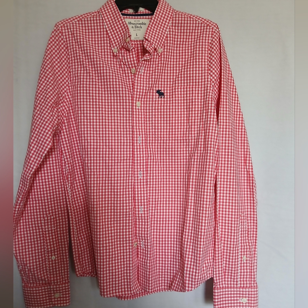 Abercrombie & Fitch Red Gingham Men's Shirt
